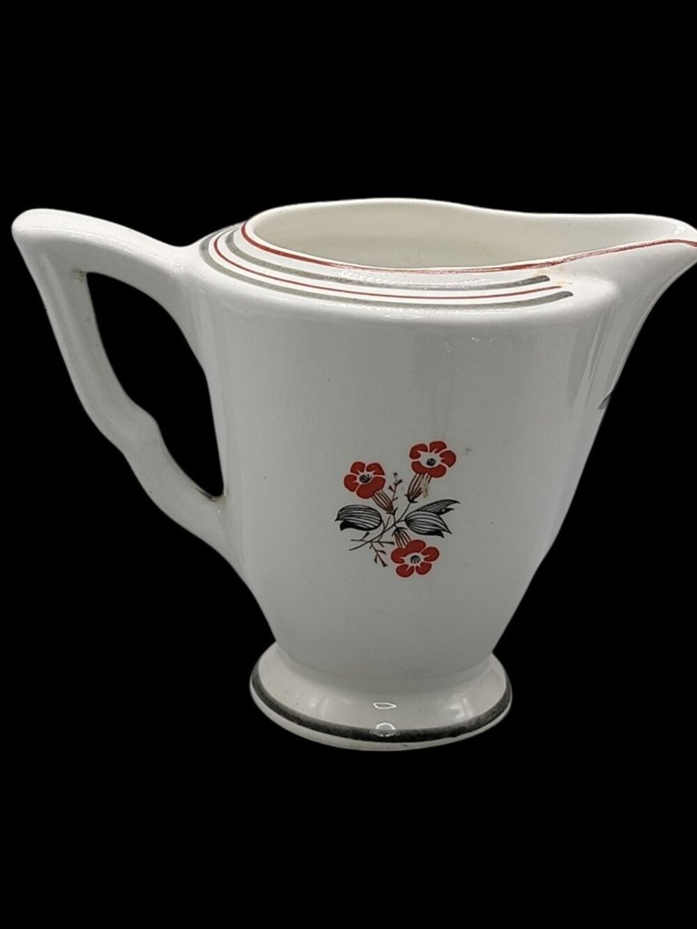 Vtg Art Deco Tashiro Shoten Japan Hand-Painted Orange Poppy Ceramic Creamer 1920